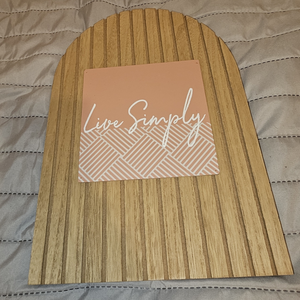 Wooden Plaque with Pink 'Live Simply' Sign